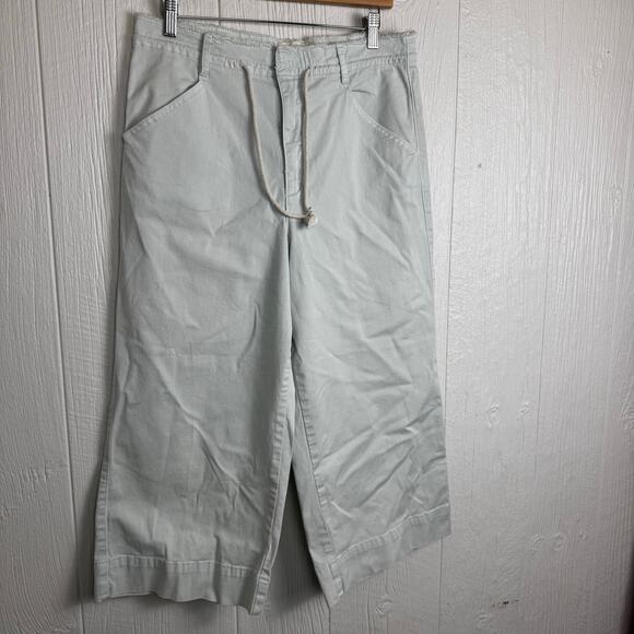 CHINO by Anthropologie Cropped Wide-leg Sky Blue Draw String Pants Size 30 Beach - Picture 8 of 9